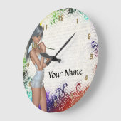 Grande Horloge Ronde Jolie fille avec lys (Angle)