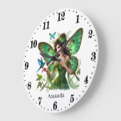 Grande Horloge Ronde Jolie fille chambre papillon fée (Angle)