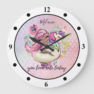 Grande Horloge Ronde Jolie fille, TU AS L'AIR MIGNON AUJOURD'HUI Unicor