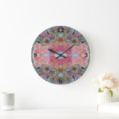 Grande Horloge Ronde Jolie peinture à l'aquarelle du jardin de fleurs c (Maison)