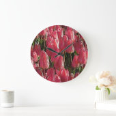 Grande Horloge Ronde Jolie tulipe rose (Maison)