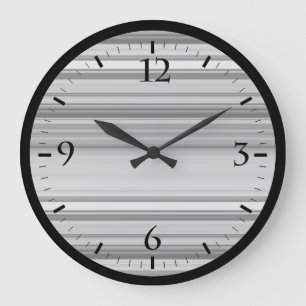 Grande Horloge Ronde Jolies rayures grises noires
