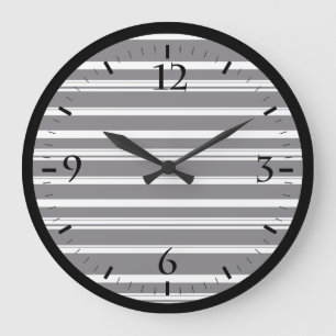 Grande Horloge Ronde Jolies rayures noires et blanches