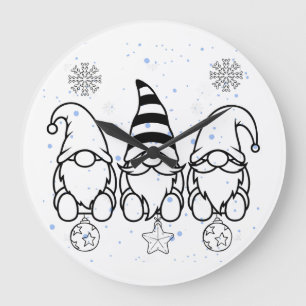 Grande Horloge Ronde Jolis nains de Noël pour les fêtes.