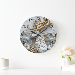 Grande Horloge Ronde Jolly Reindeer Christmas Fun