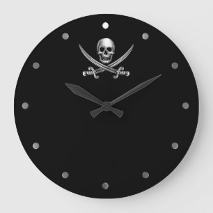 Grande Horloge Ronde Jolly roger argenté