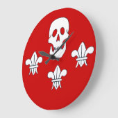 GRANDE HORLOGE RONDE JOLLY ROGER SKULL AND THREE LILIES FLAG (Angle)