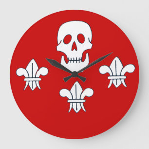 GRANDE HORLOGE RONDE JOLLY ROGER SKULL AND THREE LILIES FLAG