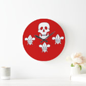 GRANDE HORLOGE RONDE JOLLY ROGER SKULL AND THREE LILIES FLAG (Maison)