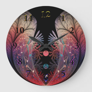 Grande Horloge Ronde Jonglage Abstrait Art moderne Imaginaire fractal
