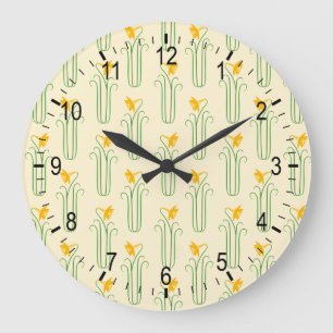 Grande Horloge Ronde Jonquilles assez jaunes de ressort