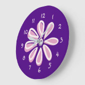 Grande Horloge Ronde Jouer Doodle Fleur Rose (Angle)