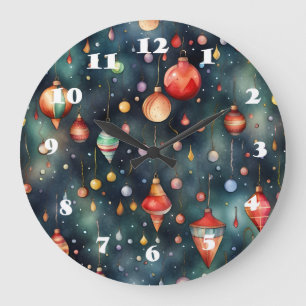 Grande Horloge Ronde Jouets de fêtes, décorations de Noël en art aquare