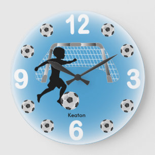 Grande Horloge Ronde Joueur de balle de soccer