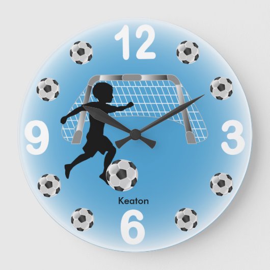 Grande Horloge Ronde Joueur de balle de soccer (Recto)