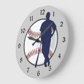Grande Horloge Ronde Joueur de baseball (Angle)