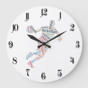 Grande Horloge Ronde Joueur de basket-ball