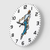 Grande Horloge Ronde Joueur de bowling rétro lancer la balle (Angle)