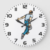 Grande Horloge Ronde Joueur de bowling rétro lancer la balle (Recto)
