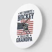 Grande Horloge Ronde Joueur de hockey préféré m'appelle grand-père vint (Angle)