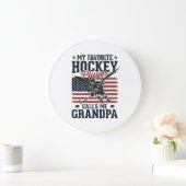 Grande Horloge Ronde Joueur de hockey préféré m'appelle grand-père vint (Maison)