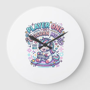 Grande Horloge Ronde Joueur de licorne Un mode licorne Rétro Style Grap