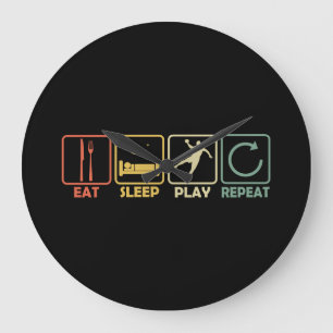 Grande Horloge Ronde Joueur du Circle Runner Eat Sleep