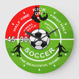 Grande Horloge Ronde Joueurs De Football, Match De Football