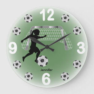 Grande Horloge Ronde Joueuse de balle de soccer