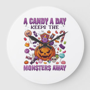 Grande Horloge Ronde Jour de bonbons éloigne les monstres Halloween Cit