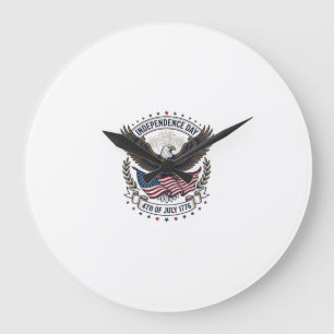 Grande Horloge Ronde Jour de l'Indépendance Eagle Drapeau Chemise Vinta