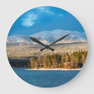 Grande Horloge Ronde Jours Derniers Lumière Sur Les Pistes De Ski De Ch