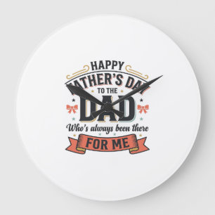 Grande Horloge Ronde Joyeuse Fête des Pères Papa Typographie Vintage