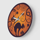 Grande Horloge Ronde Joyeuse lanterne d'Halloween araignées et chauves- (Angle)