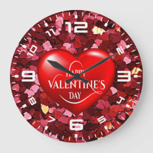 Grande Horloge Ronde Joyeuse Saint-Valentin !