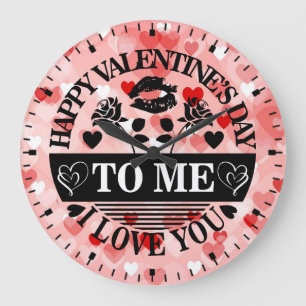 Grande Horloge Ronde Joyeuse Saint-Valentin à moi je t'aime-58771