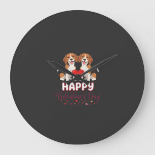 Grande Horloge Ronde Joyeuse Saint-Valentin Couple Beagle
