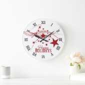 Grande Horloge Ronde Joyeuses fêtes (Maison)