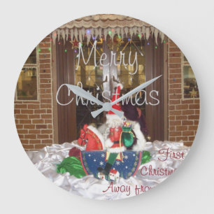 Grande Horloge Ronde Joyeuses fêtes de Noël loin de chez soi Inspiré A
