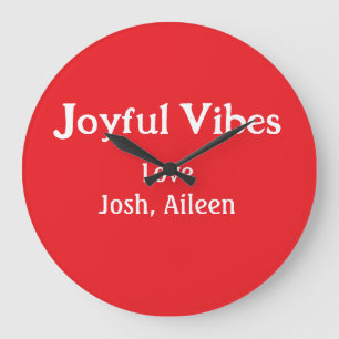 Grande Horloge Ronde Joyeuses Vibes rouge Noël vacances amour famille s