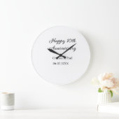 Grande Horloge Ronde Joyeux 10ème anniversaire de mariage simple nom mi (Maison)
