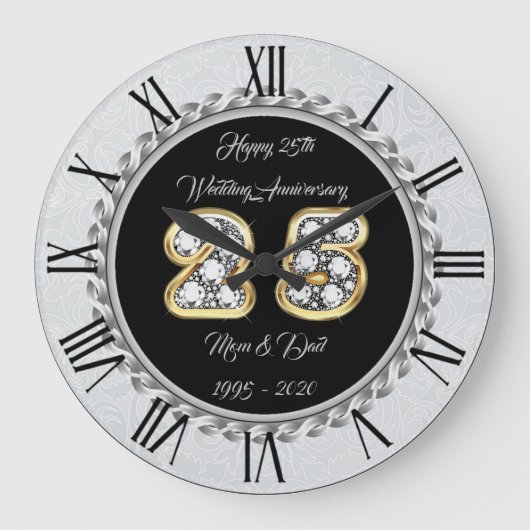 Grande Horloge Ronde Joyeux 25e anniversaire de Customize Silver (Recto)