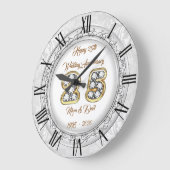 Grande Horloge Ronde Joyeux 25e anniversaire personnalisé argent (Angle)