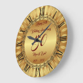 Grande Horloge Ronde Joyeux 50e anniversaire de personnalisation en or (Angle)