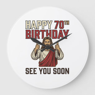 Grande Horloge Ronde Joyeux 70e Anniversaire À Bientôt Vintage T-Shirt