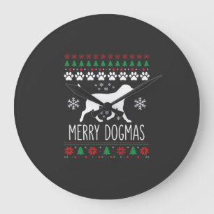 Grande Horloge Ronde Joyeux Dogmas Noël Chien Vecteur