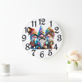 Grande Horloge Ronde Joyeux Gnomes (Maison)