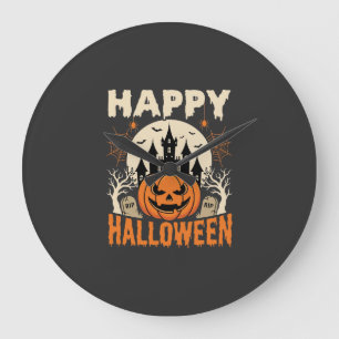 Grande Horloge Ronde Joyeux Halloween Citrouille de Jack Château Hanté