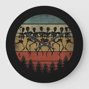 GRANDE HORLOGE RONDE JOYEUX HALLOWEEN DANSE DE SQUELETTE