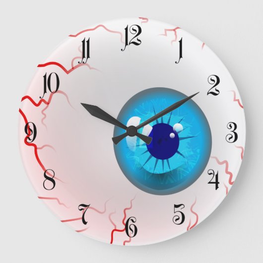 Grande Horloge Ronde Joyeux Halloween ! Éffrayant Blue Eyeball (Recto)